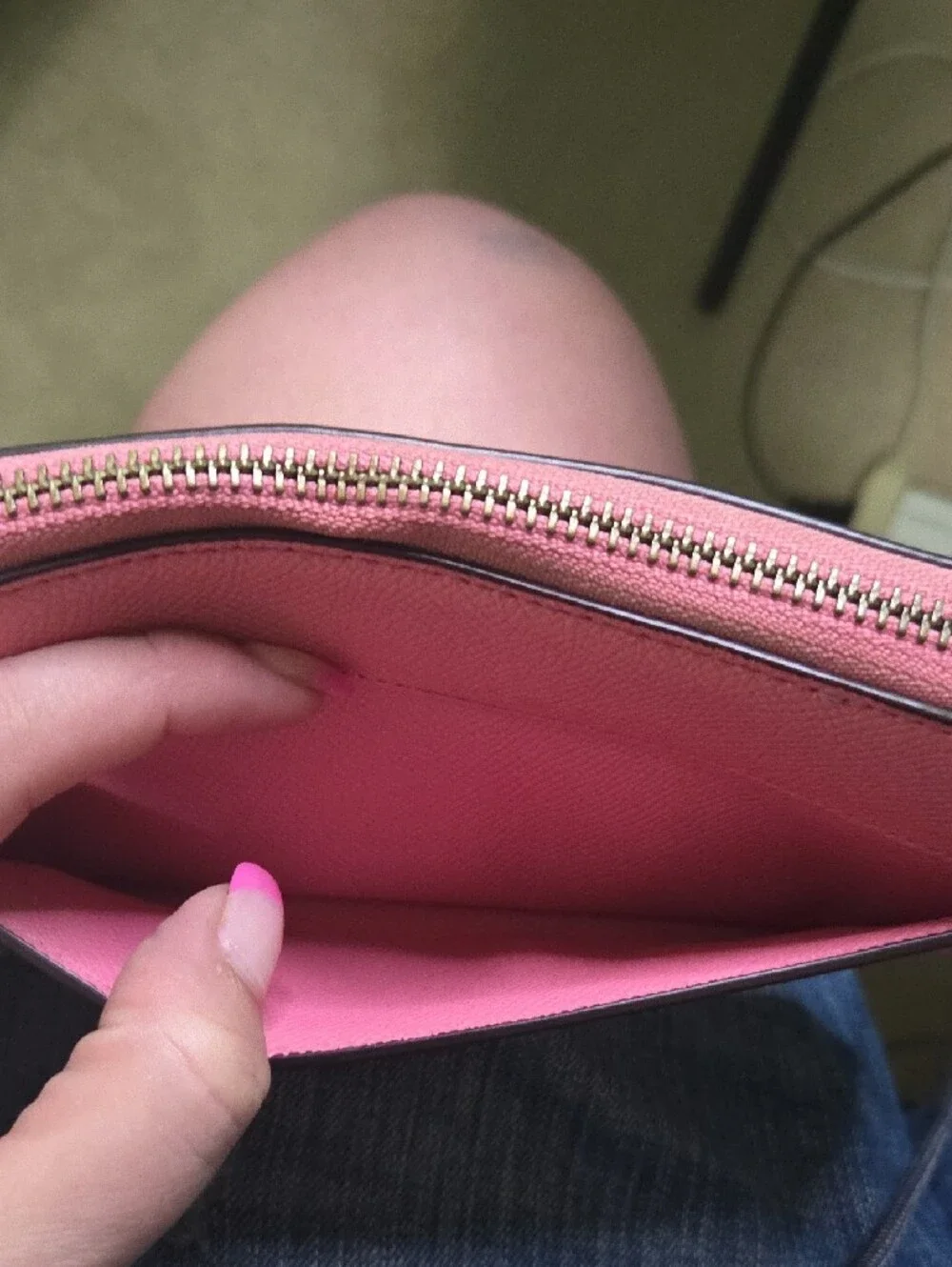 Coach Pink Zip-Around Saffiano Leather Wallet